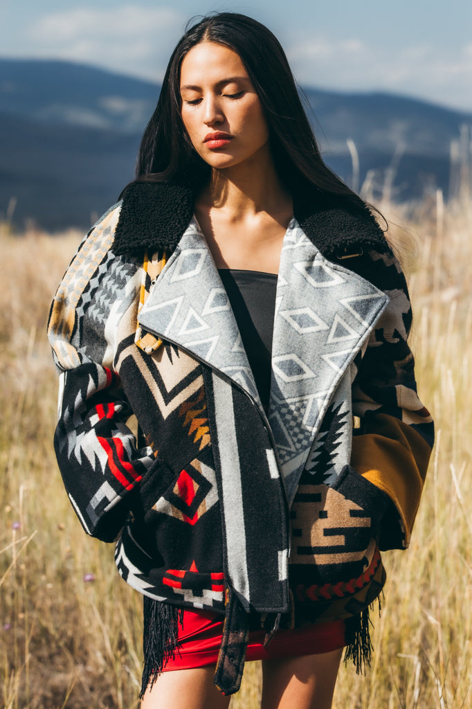 Neutral Patchwork Vic Love Bomber – Lindsey Thornburg