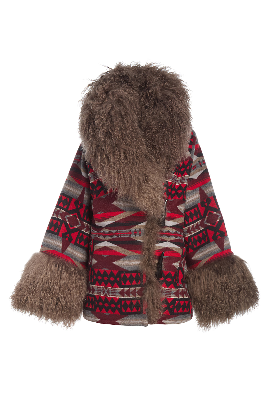 La Paz Scarlet  Shearling Cloak