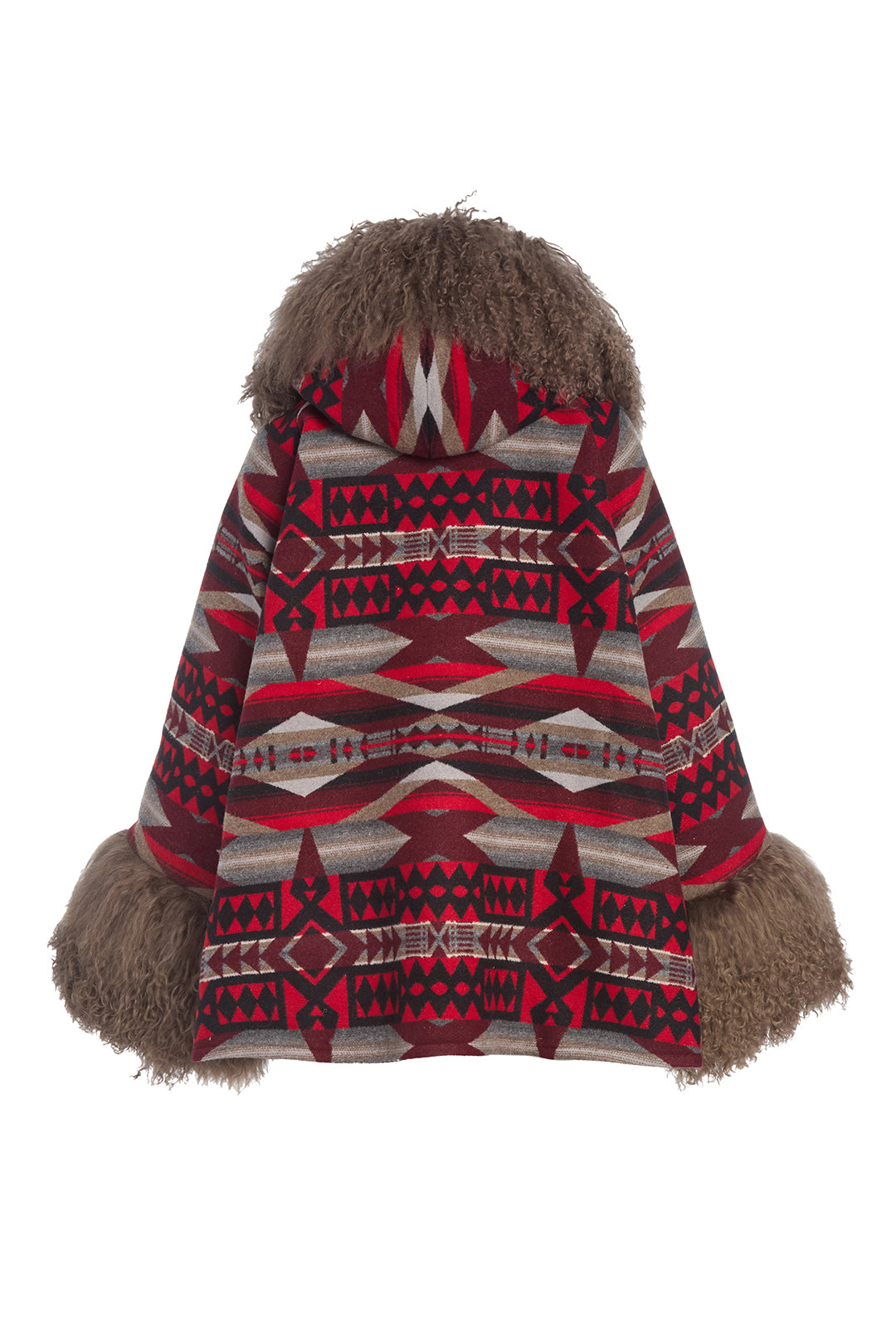 La Paz Scarlet  Shearling Cloak