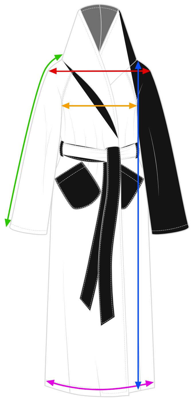 Measurement diagram for the Classic Duster Cloak