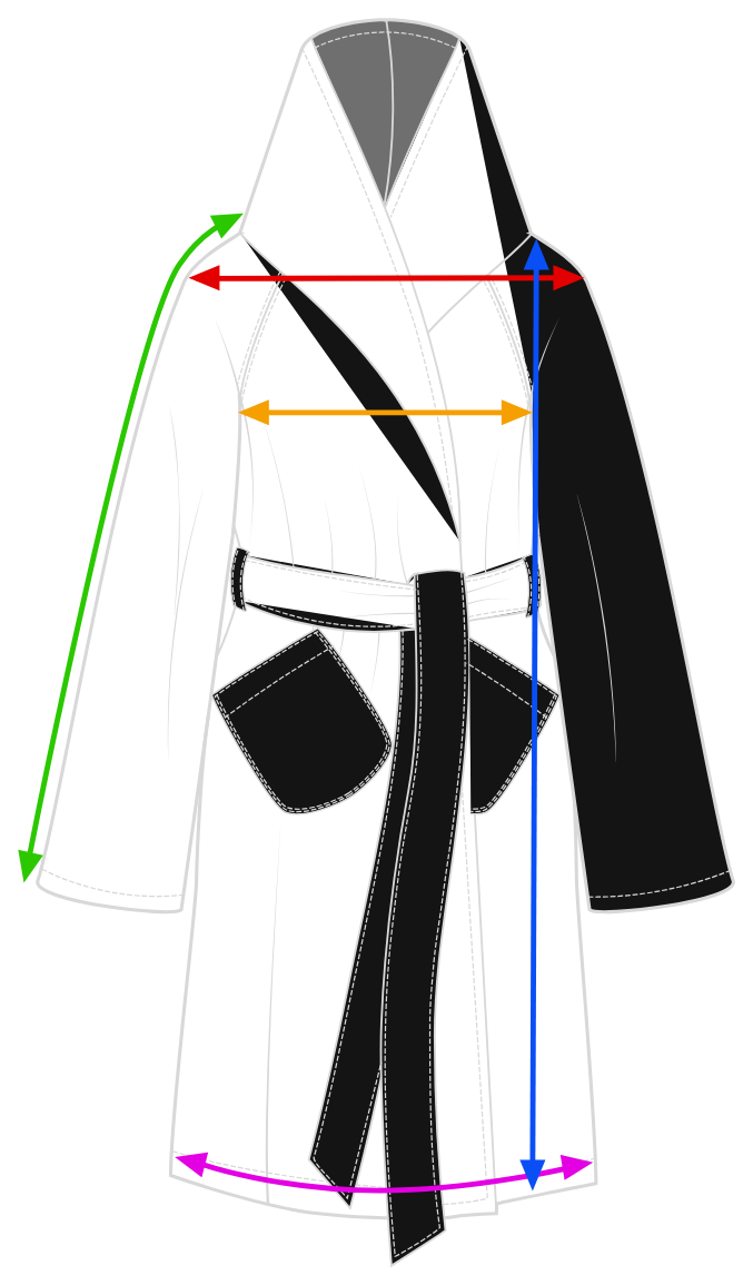 Measurement diagram for the Classic Robe Cloak