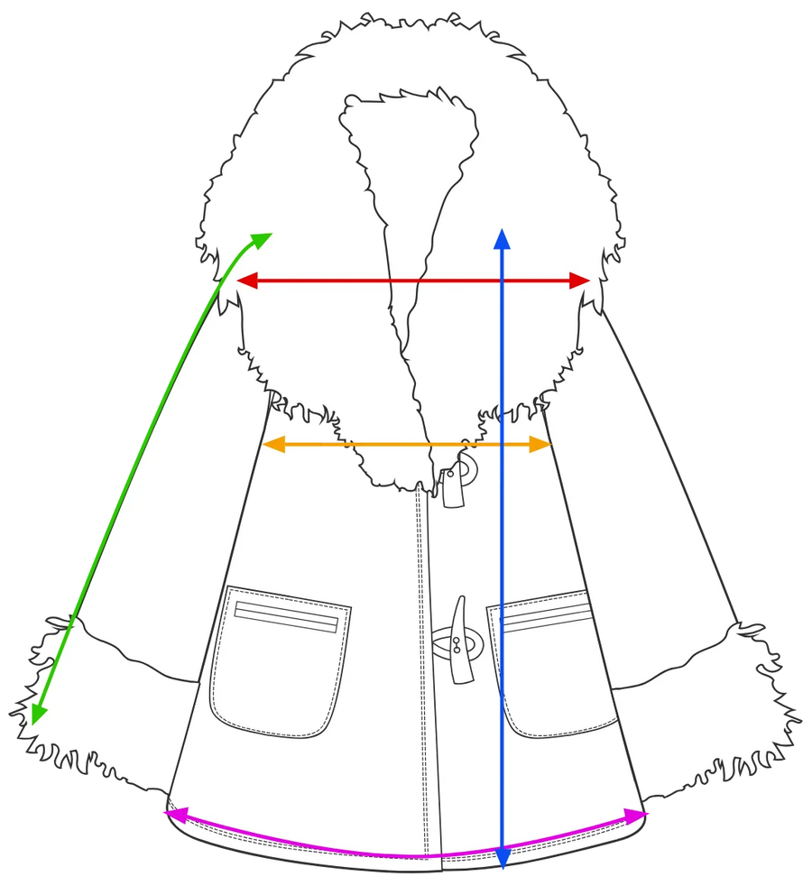 Measurement diagram for the Shearling Cloak