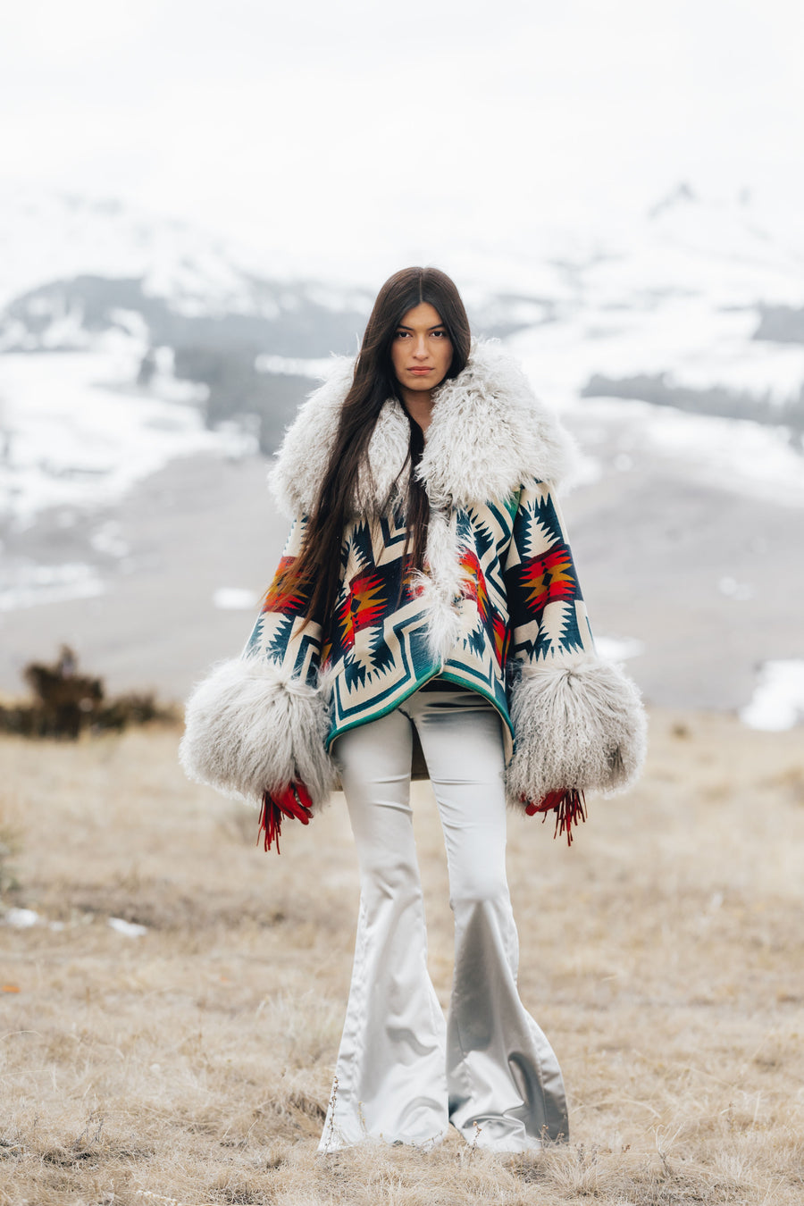 Century Harding Shearling Cloak, view 3