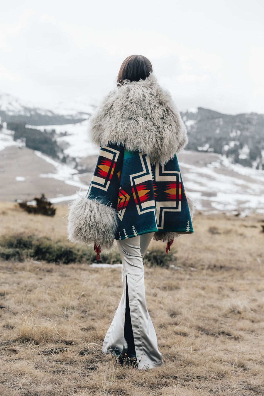 Century Harding Shearling Cloak, view 4