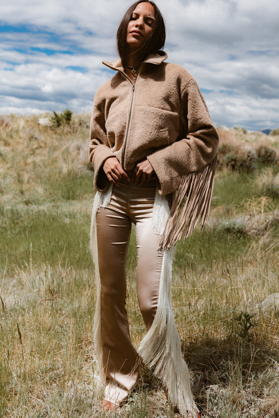Alpaca Fringe Cropped Archer, view 4