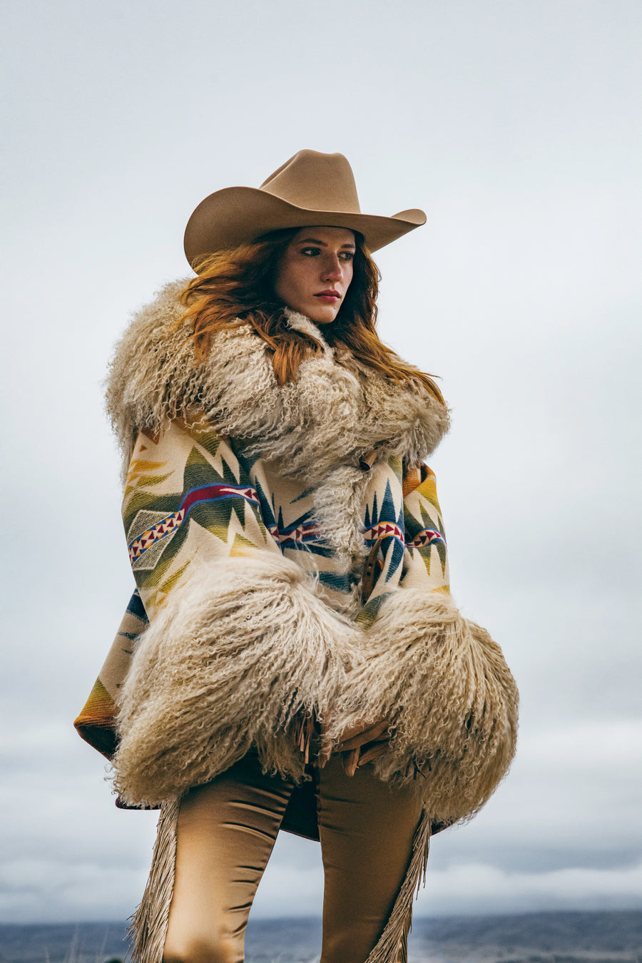 Mystic Lakes Shearling Cloak, view 4