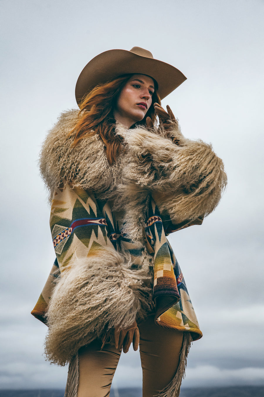 Mystic Lakes Shearling Cloak, view 3
