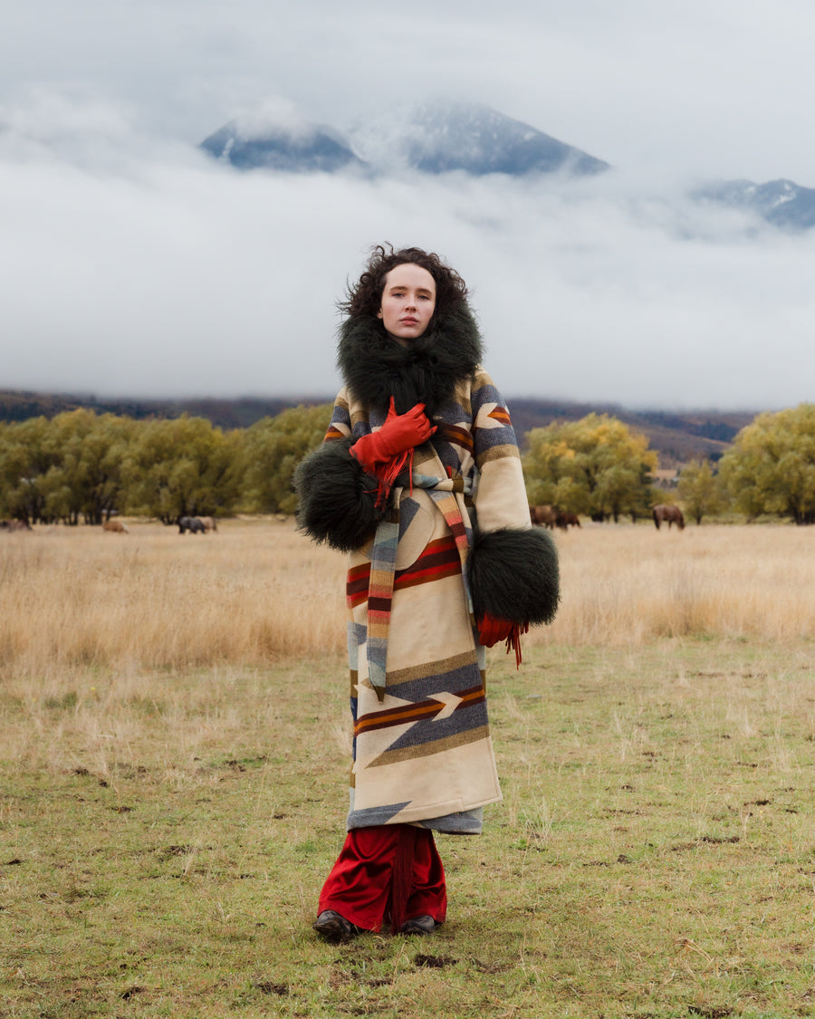 Wyeth Trail Shearling Duster, view 3