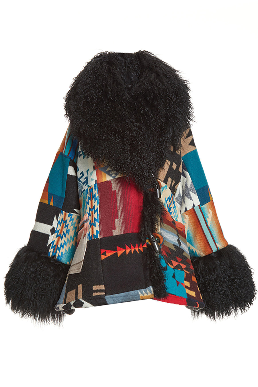 Patchwork Shearling Cloak