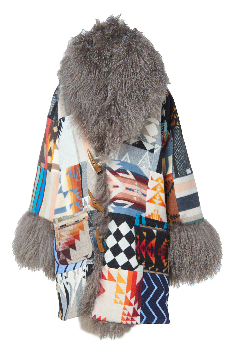 Patchwork Unisex Shearling Cloak