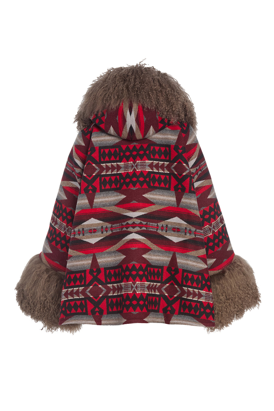 La Paz Scarlet  Shearling Cloak