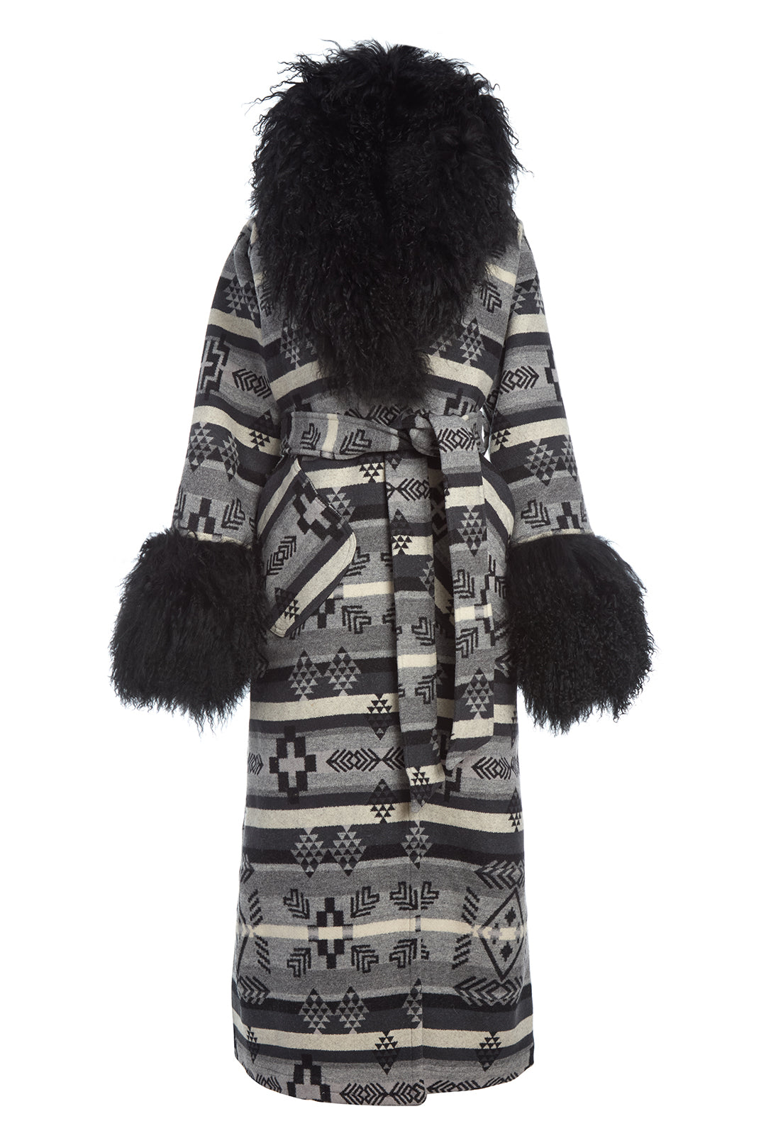 Gradient Grey Shearling Duster