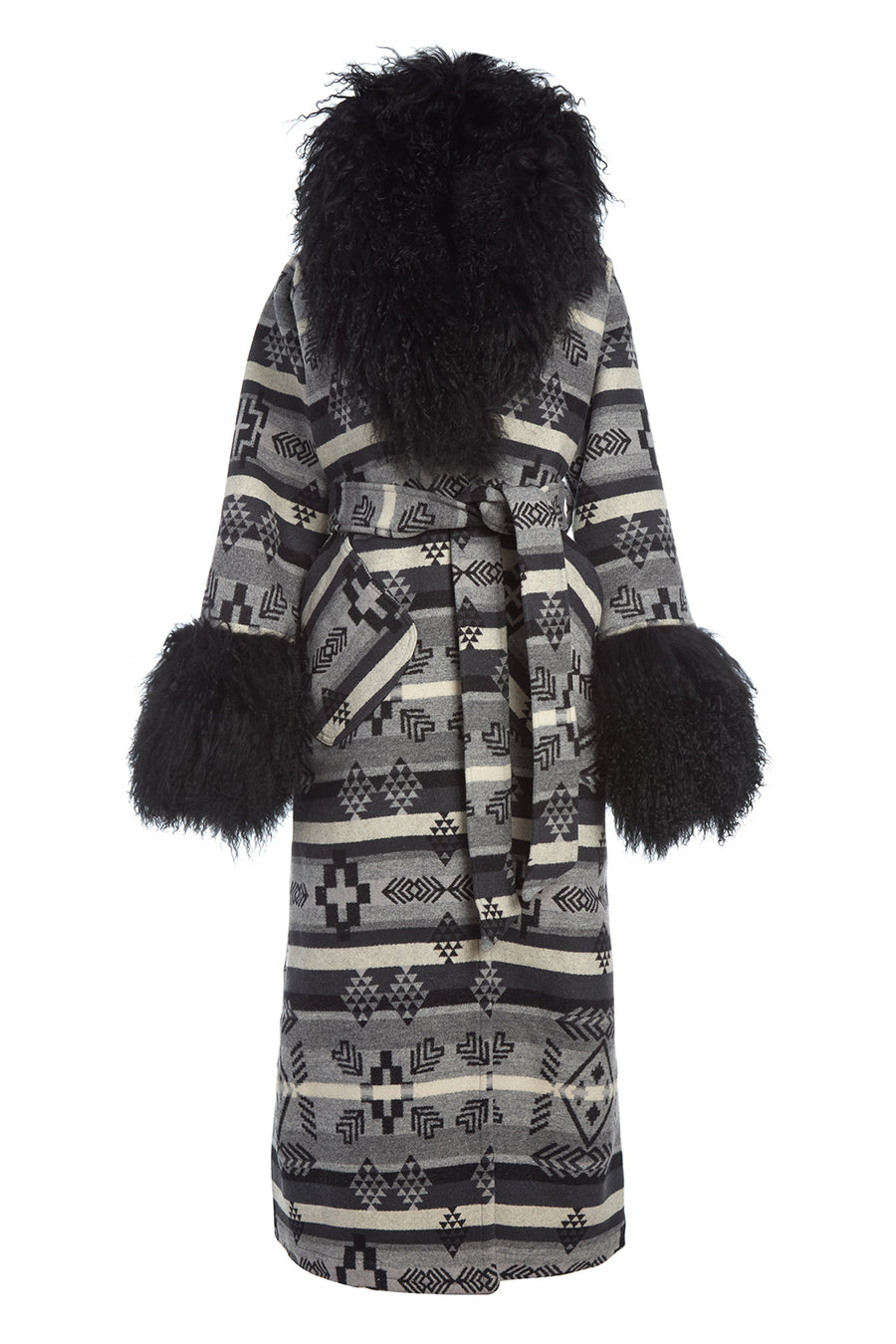 Gradient Grey Shearling Duster