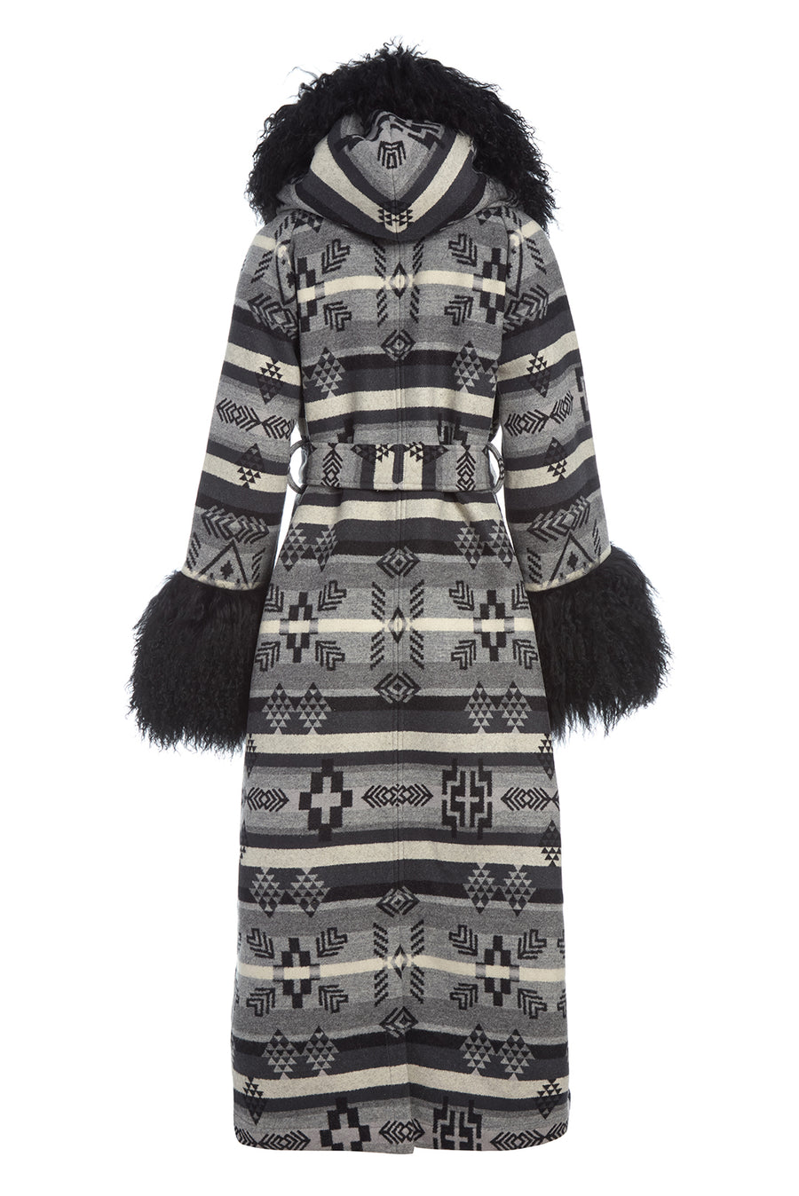 Gradient Grey Shearling Duster, view 2