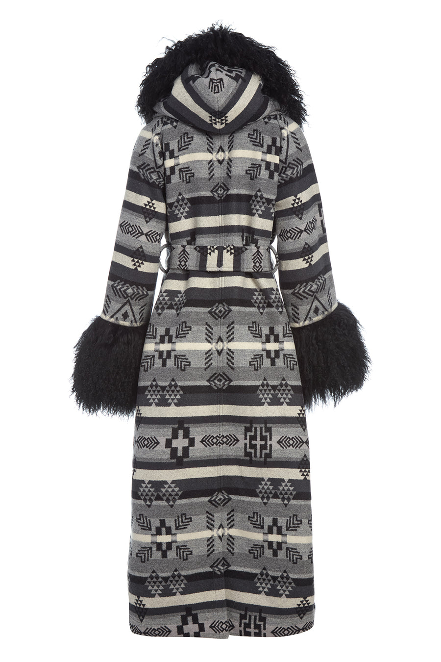 Gradient Grey Shearling Duster