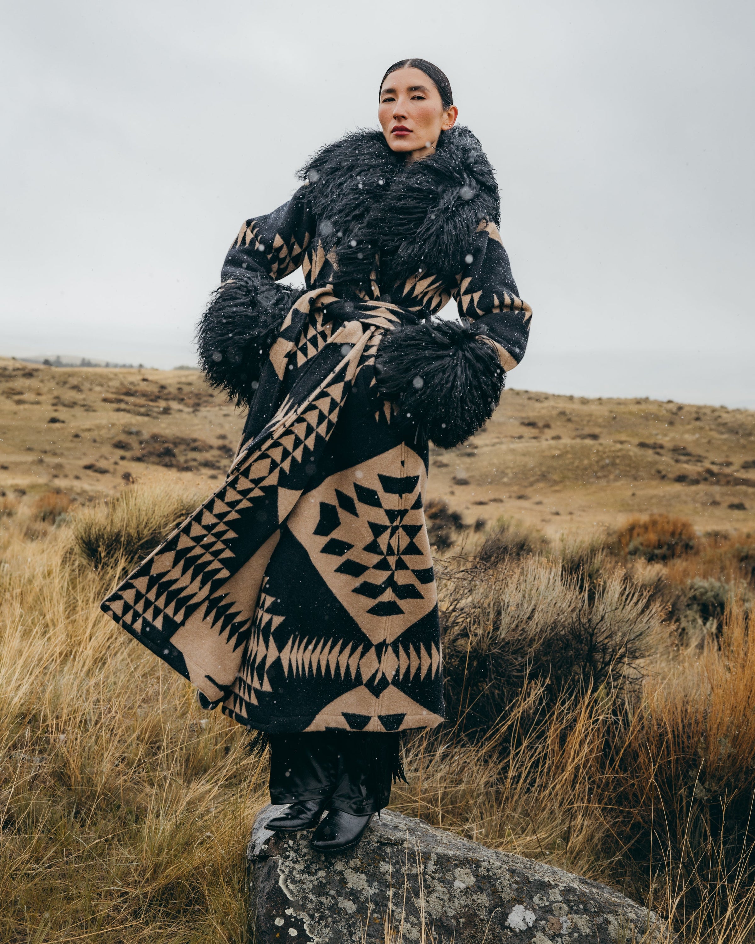 Basket Maker Shearling Duster