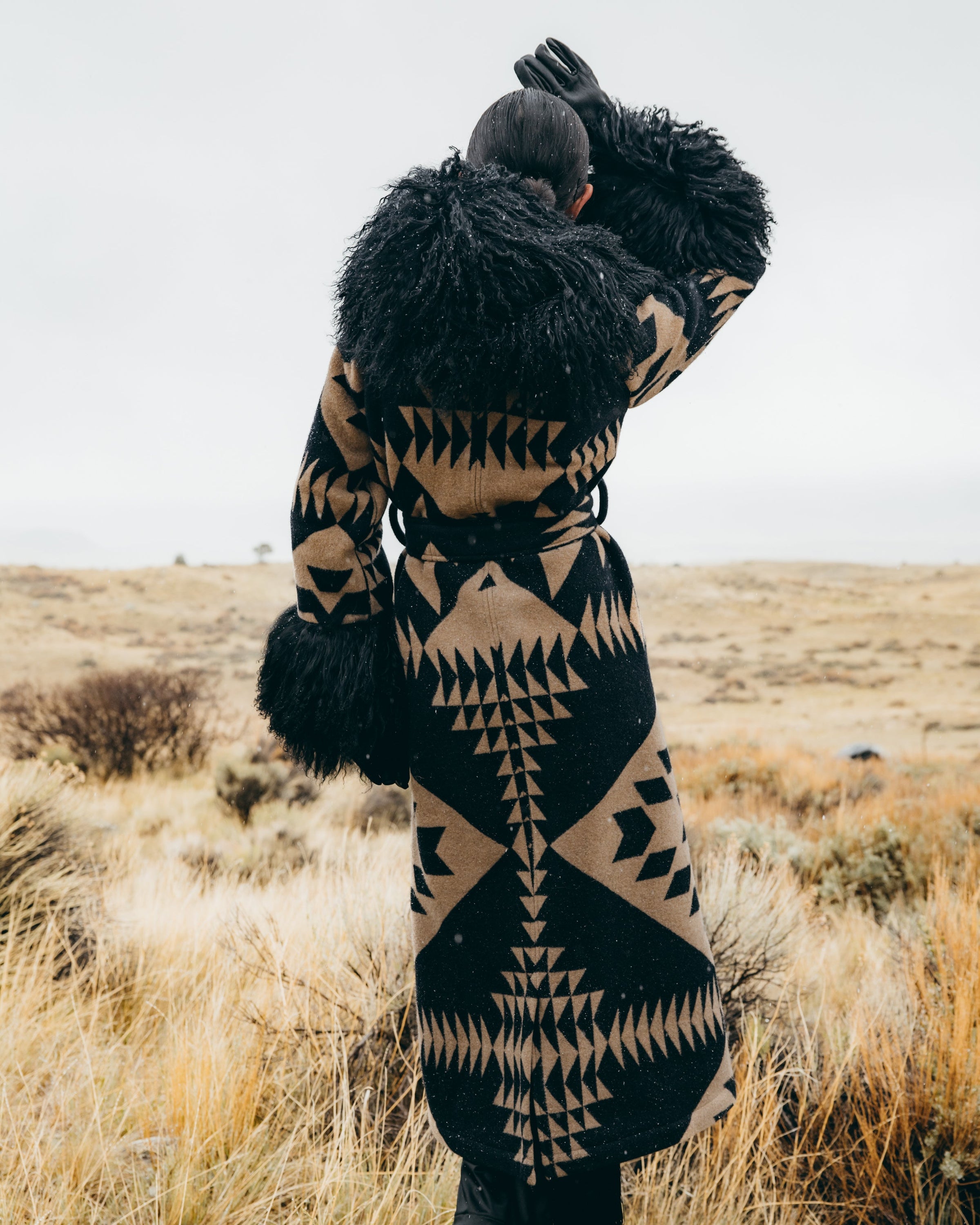 Basket Maker Shearling Duster