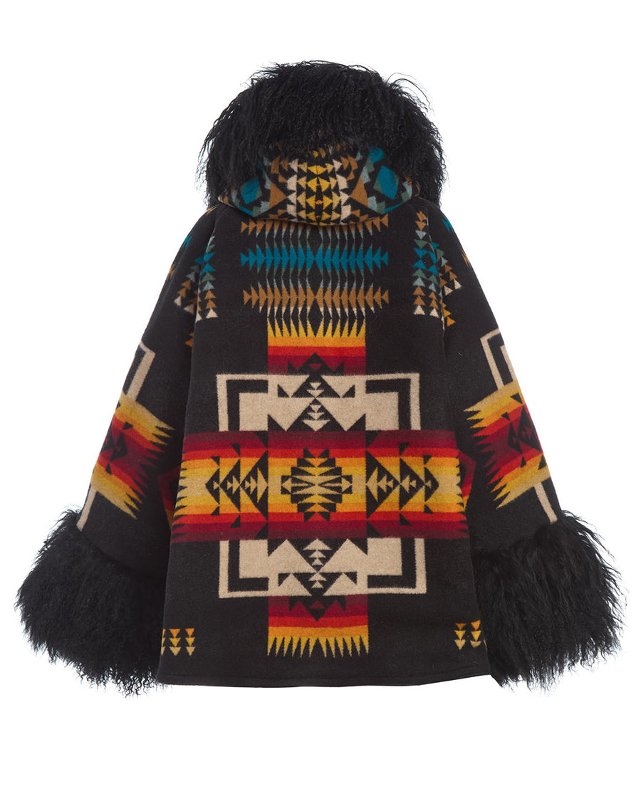 Chief Joseph Black Shearling Cloak, view 2
