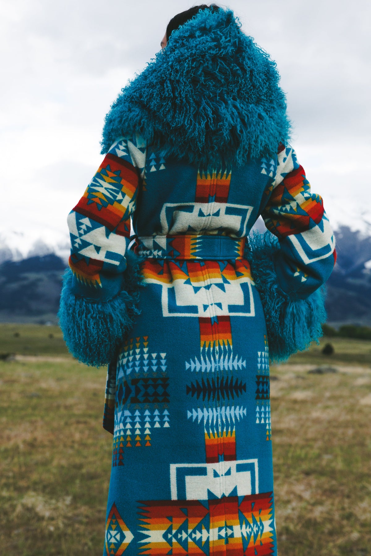 Chief Joseph Turquoise Shearling Duster