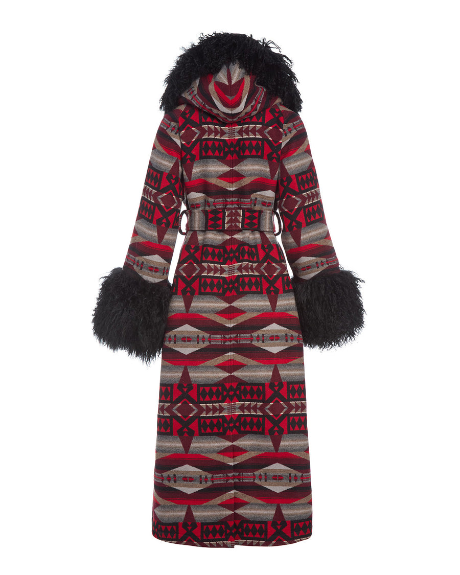 La Paz Scarlet Shearling Duster, view 3