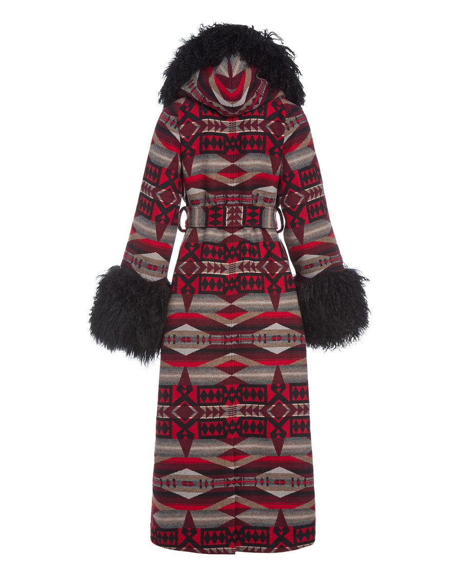 La Paz Scarlet Shearling Duster, view 3