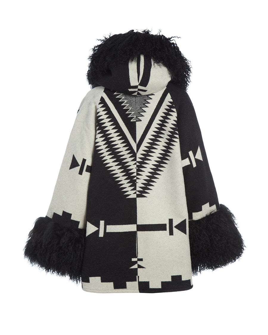 Los Ojos Riddler Shearling Cloak, view 2