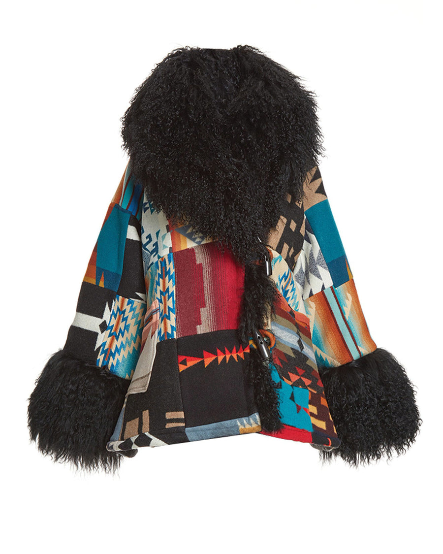 Patchwork Shearling Cloak