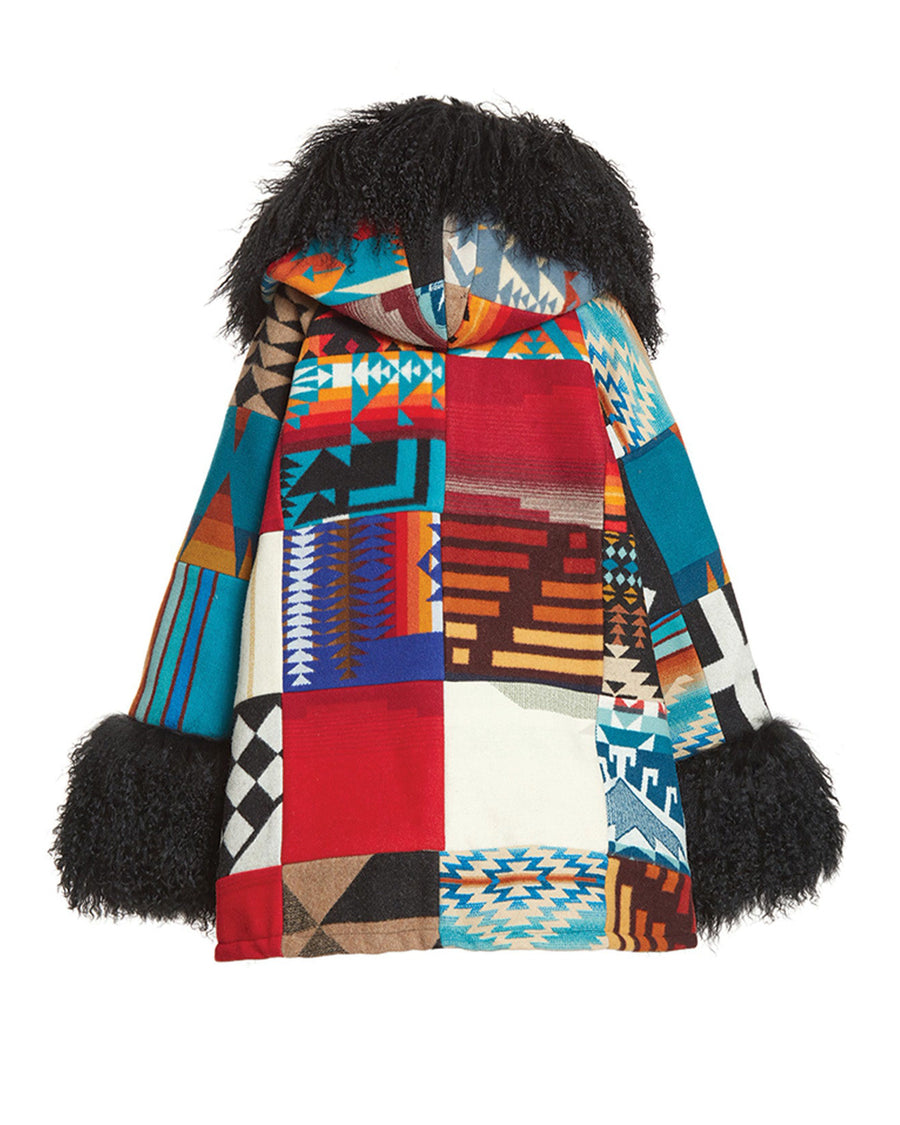 Patchwork Shearling Cloak, view 2