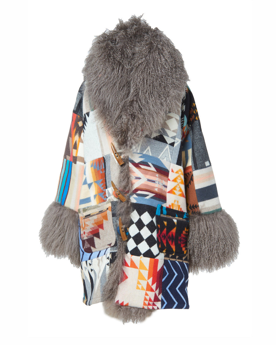 Patchwork Unisex Shearling Cloak