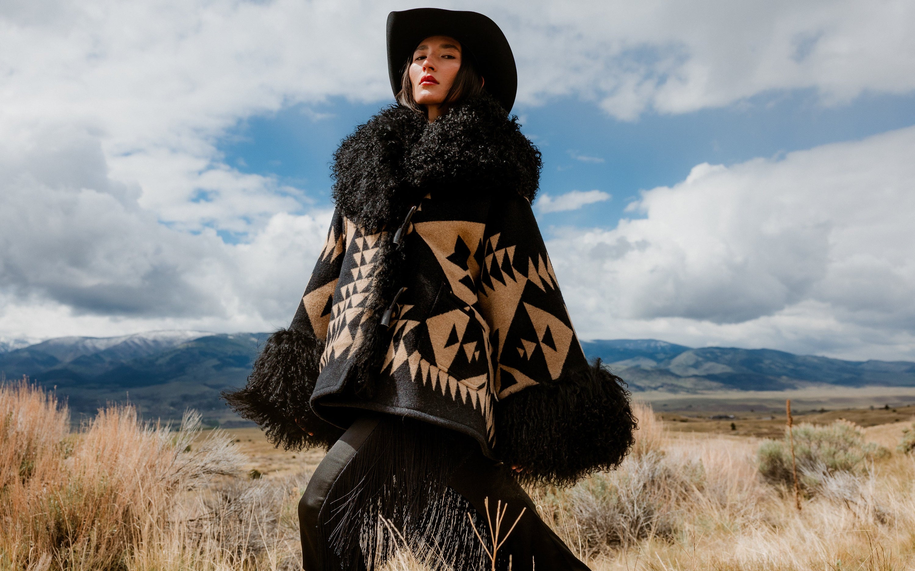Basket Maker Shearling Cloak