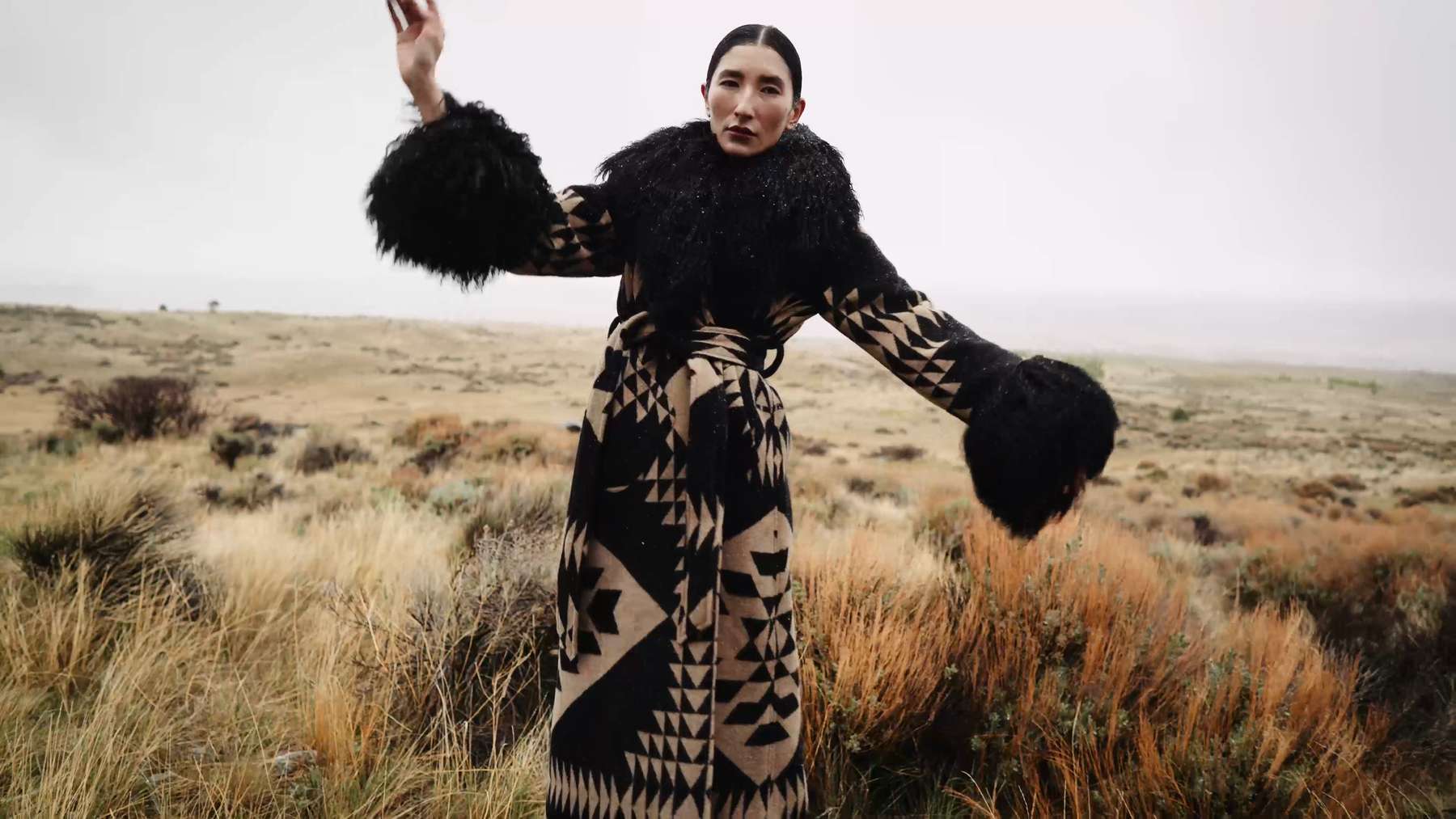 Basket Maker Shearling Duster
