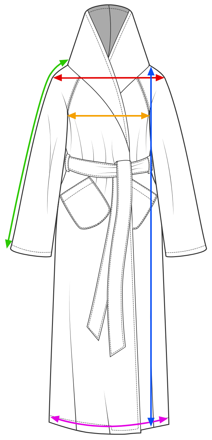 Measurement diagram for the Classic Duster Cloak