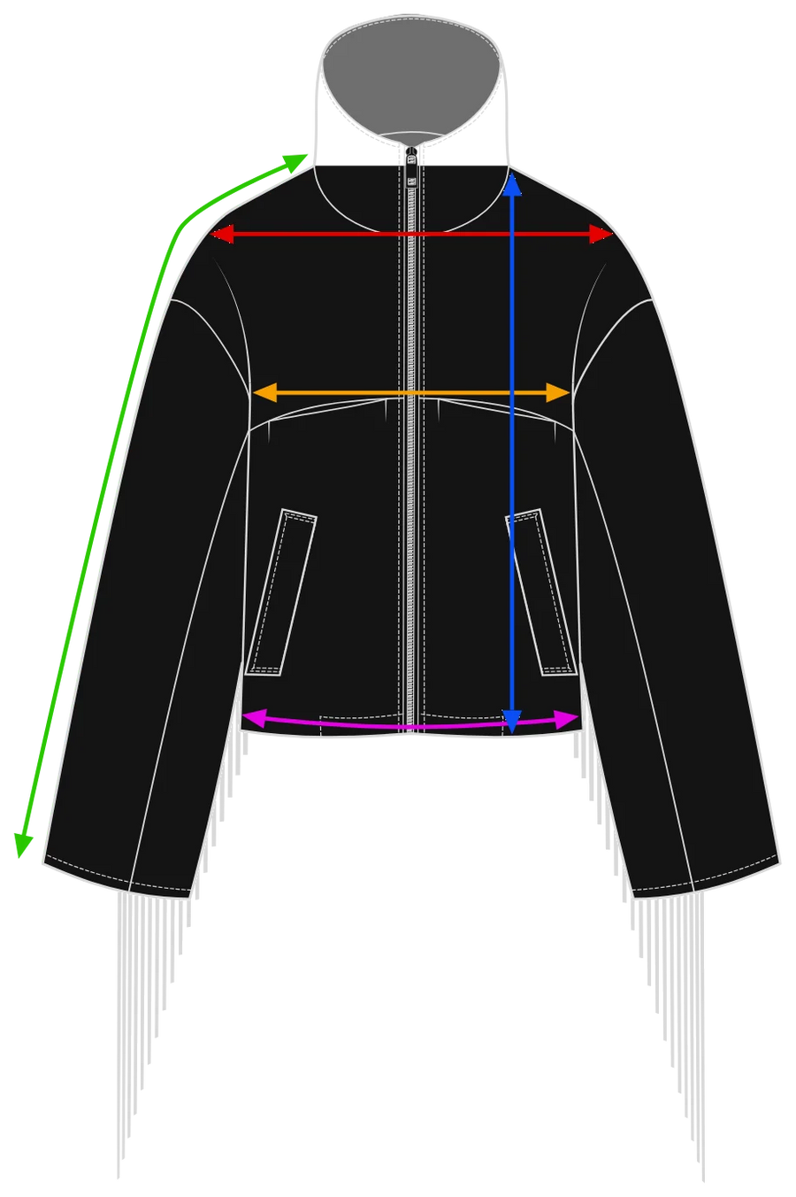 Measurement diagram for the Cropped Fringe Archer