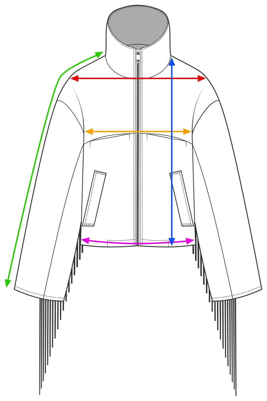 Measurement diagram for the Cropped Fringe Archer