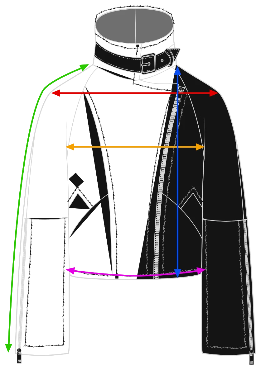 Measurement diagram for the Cropped Aviator