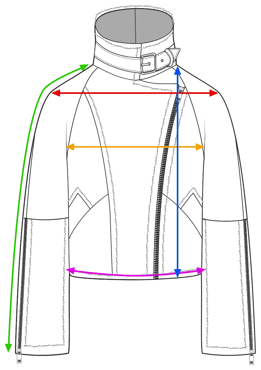 Measurement diagram for the Cropped Aviator