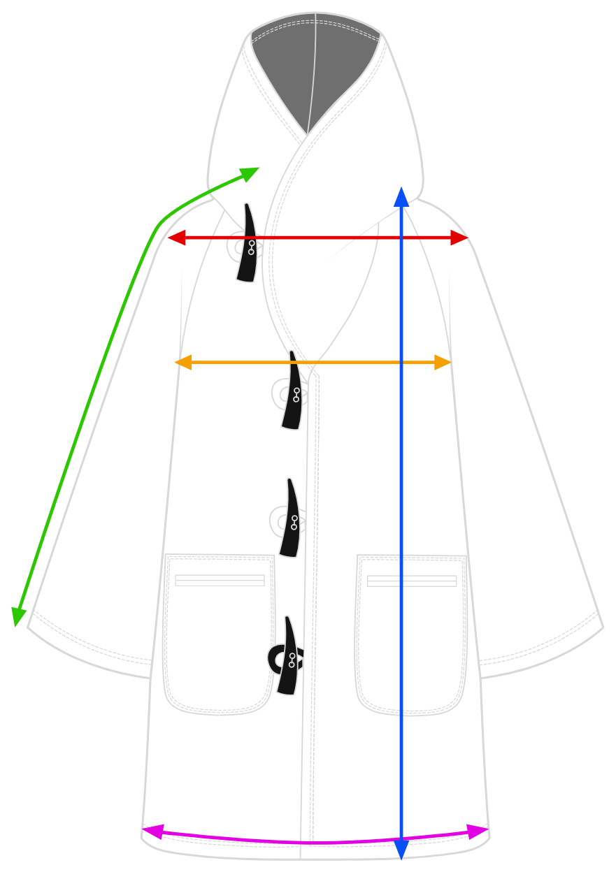 Measurement diagram for the Unisex Cloak