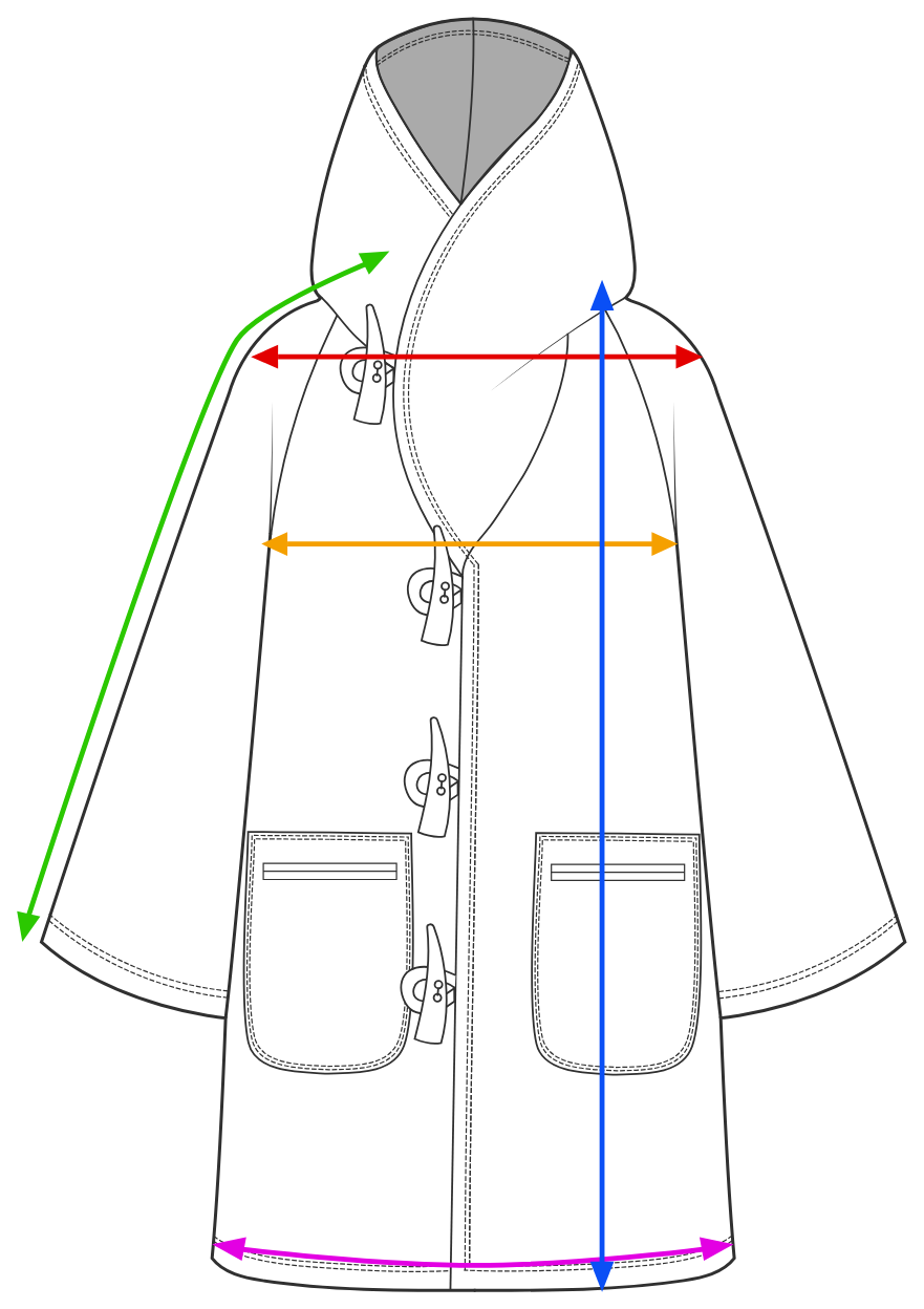 Measurement diagram for the Unisex Cloak