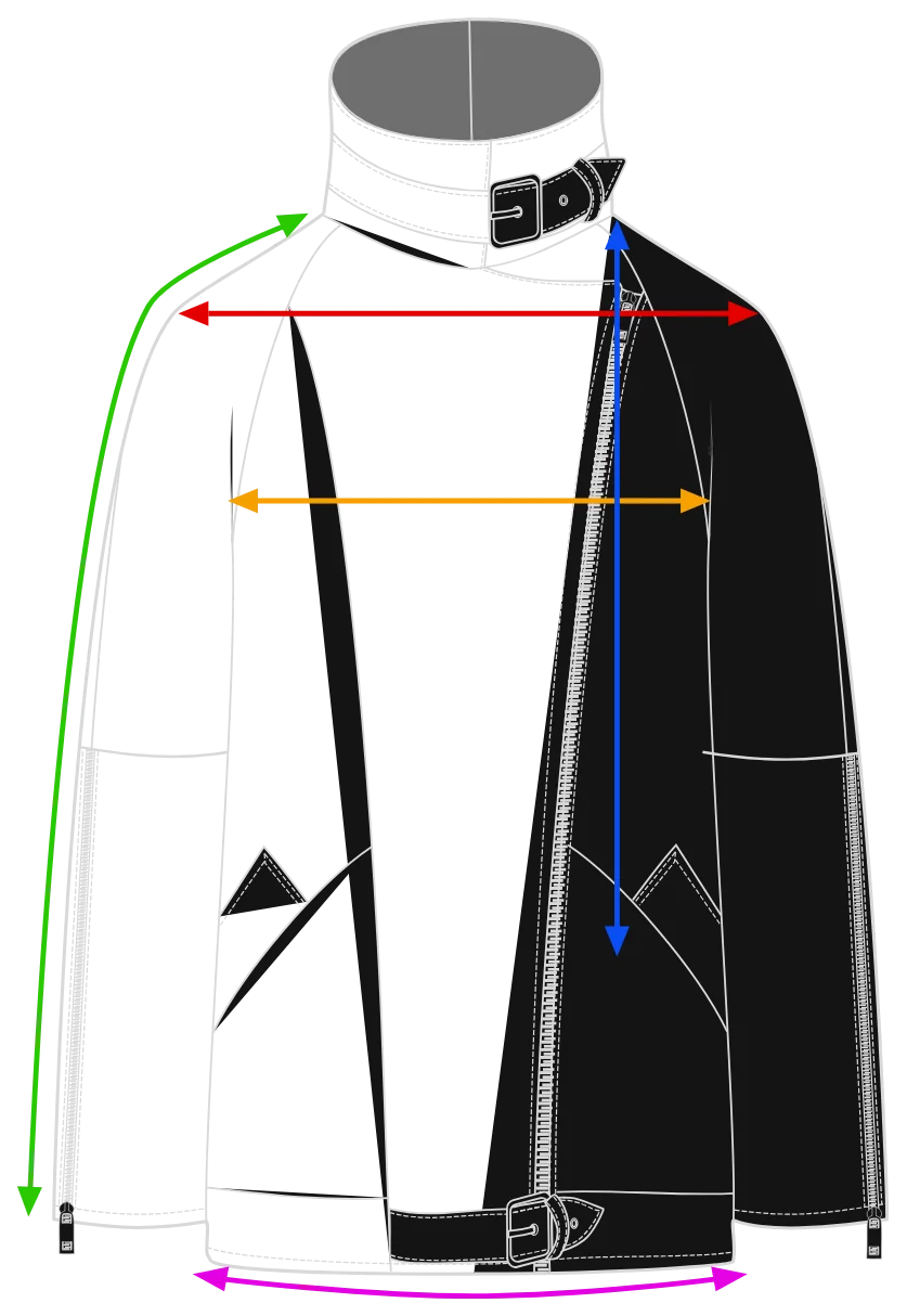 Measurement diagram for the Vic and Buck Love Bomber