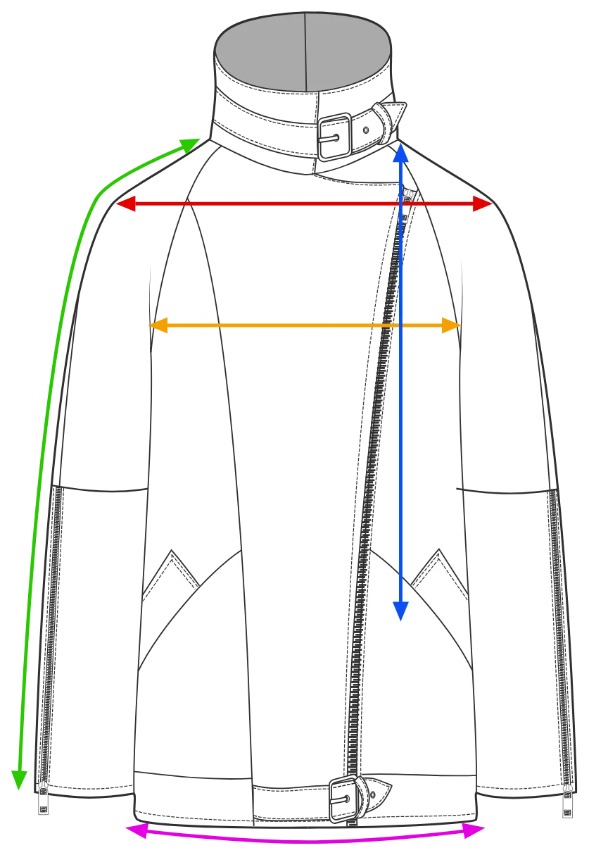 Measurement diagram for the Vic and Buck Love Bomber