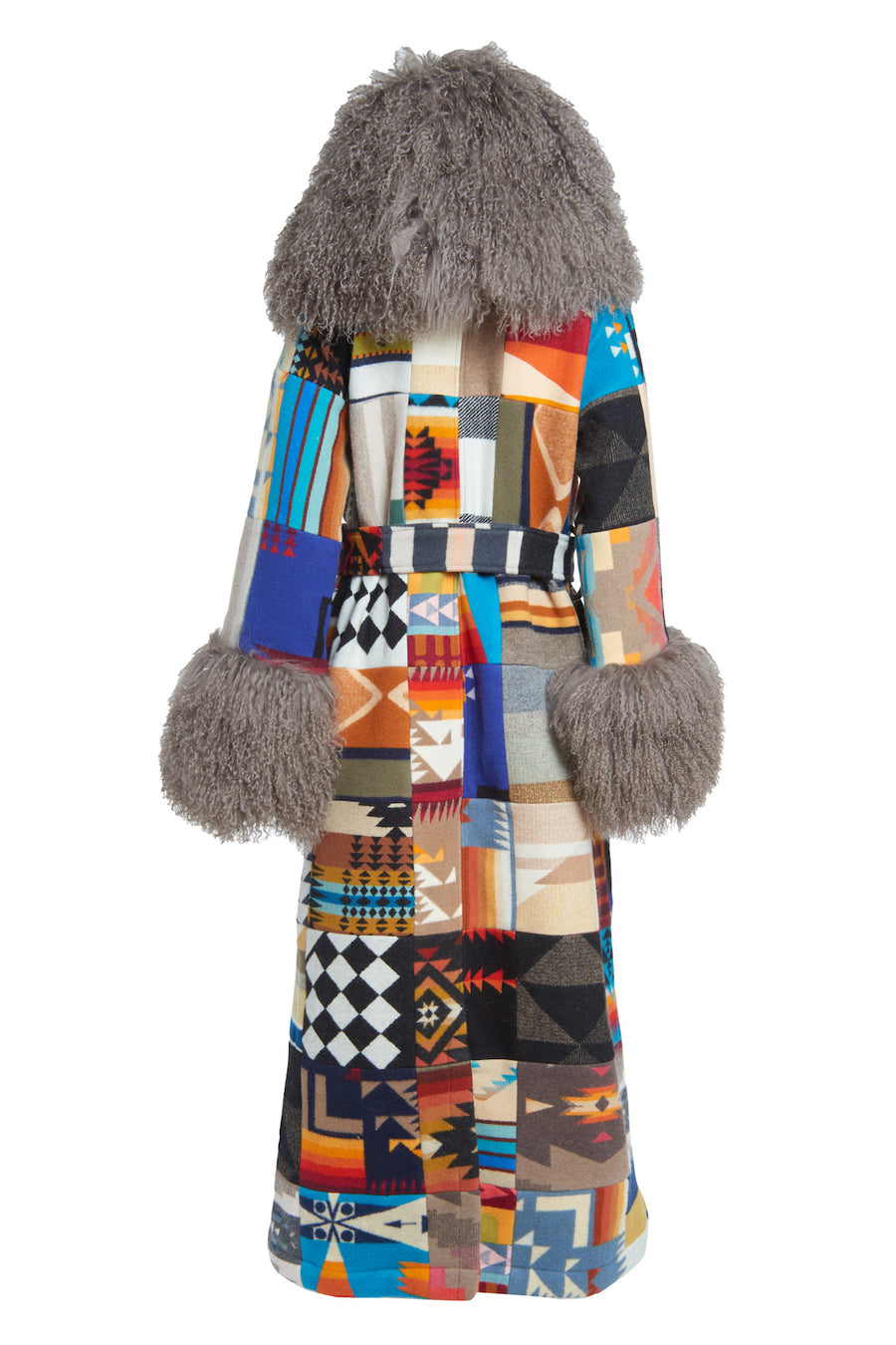 Patchwork Shearling Duster